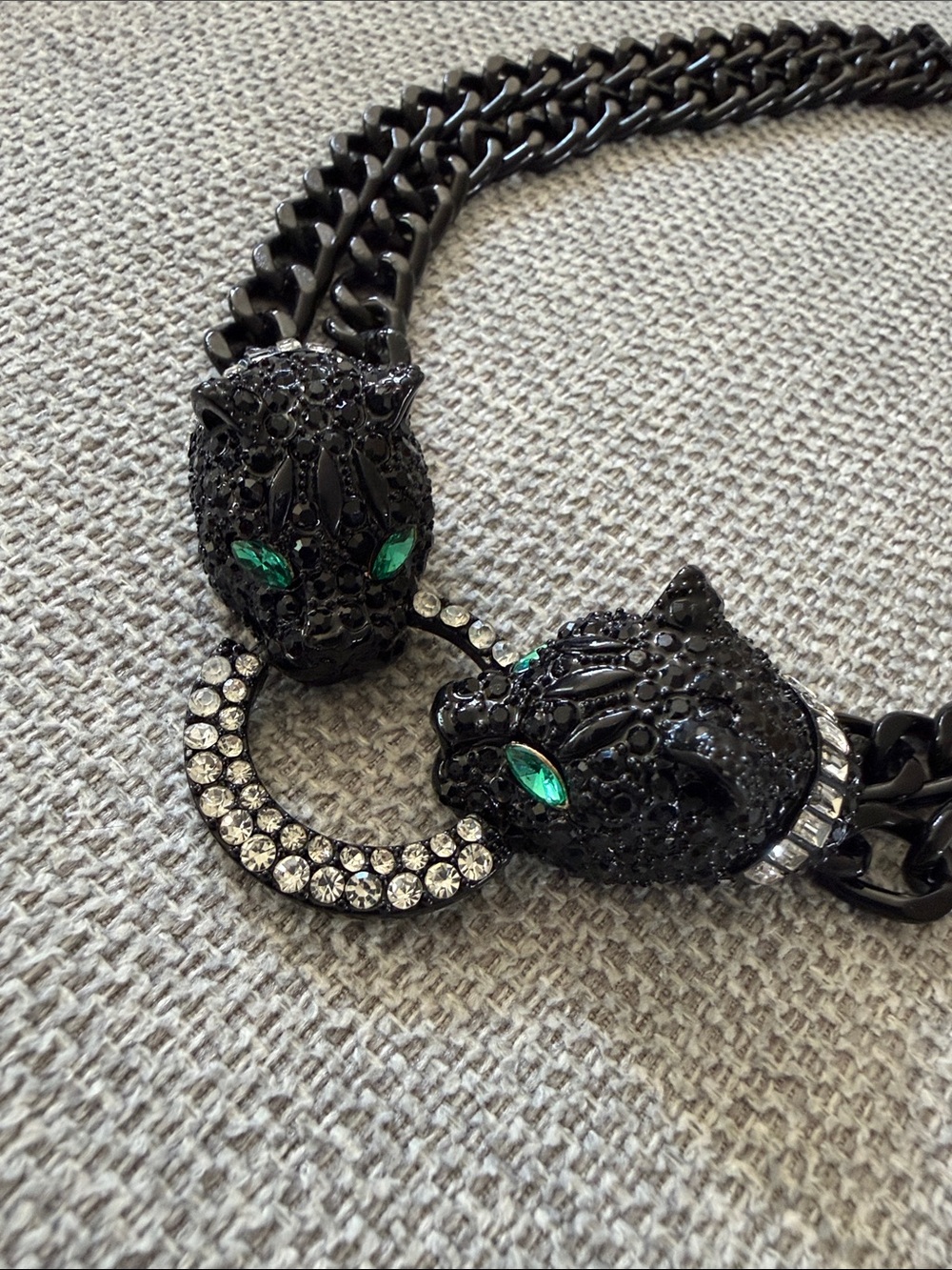 Betsey Johnson Black Crystal Statement Necklace Panther cats - Picture 11 of 11
